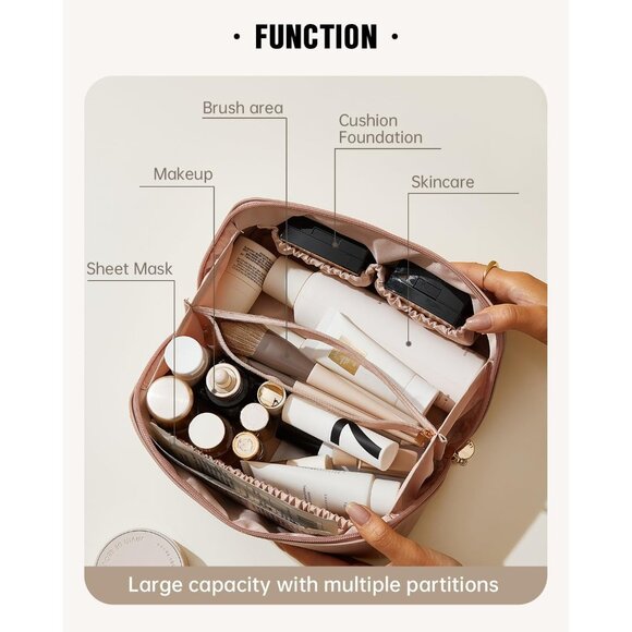 Women AC Pink Large Capacity Cosmetic Travel Makeup Waterproof Portable Bag - Picture 2 of 9